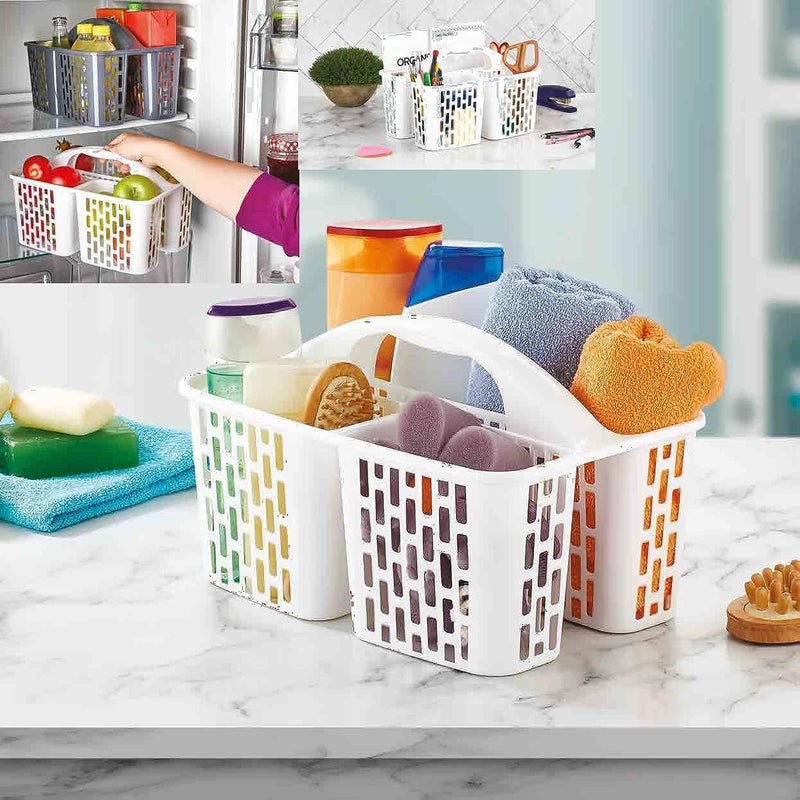 ORGANiZERS Organizer With Handle-Plastic Shower Caddy Basket With Compartments, Portable Divided Cleaning Supply Storage Organizer, Refrigerator Organizer - Image 1